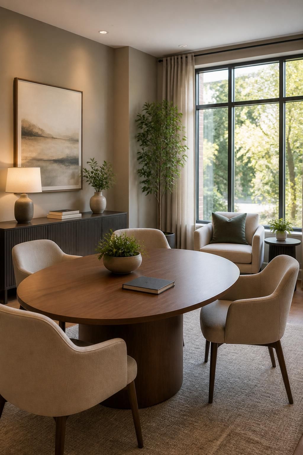 Inviting modern consultation room with soft natural light.